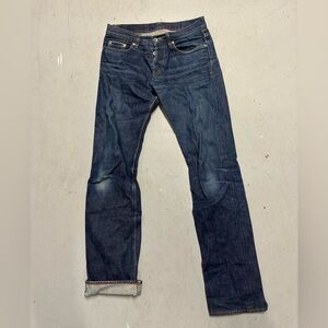 KICKING MULE WORKSHOP Size 30x34 Indigo Cotton Button Fly Jeans Selvedge